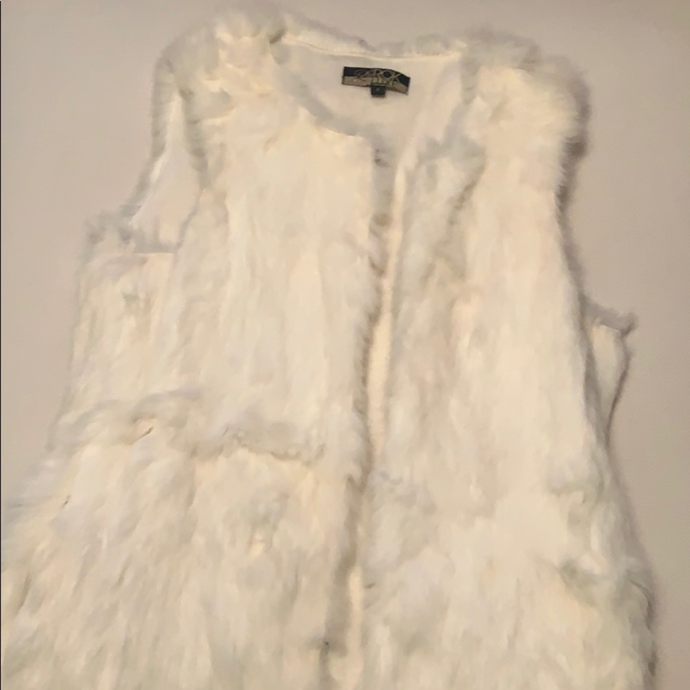 Off white real rabbit fur vest